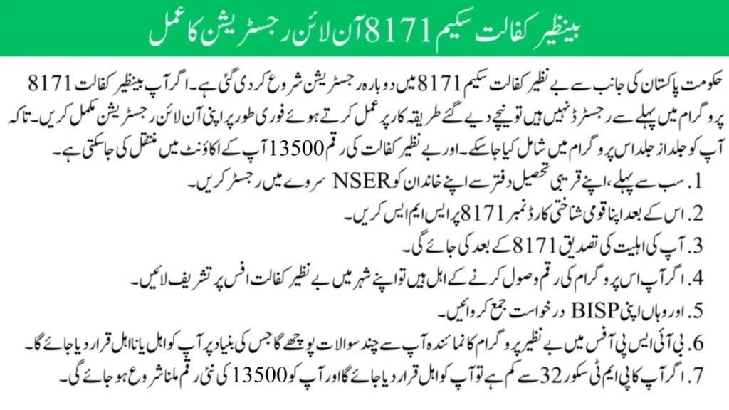 benazir kafalat scheme 8171 Online Registration Process