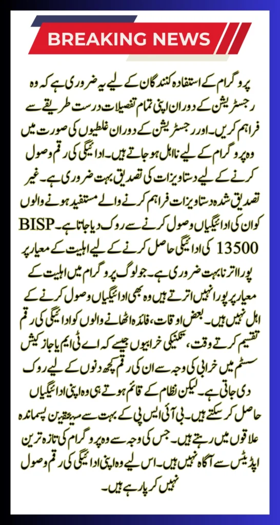 BISP 13500 Payments